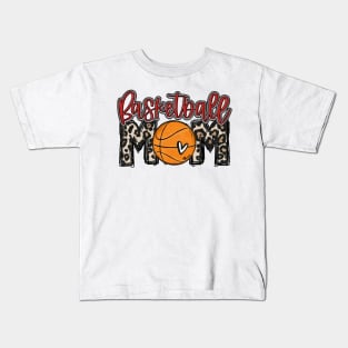 Basketball Mom Leopard Basketball  Mom Kids T-Shirt